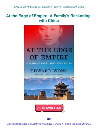 READ Books At the Edge of Empire A Family's Reckoning with China