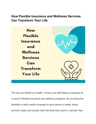 Flexible Insurance for a Healthier Tomorrow