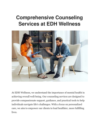 Counseling Services - Edh Wellness-Counseling and Psychological Services