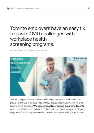 Workplace Health Screening Programs Toronto  Global Health Solutions