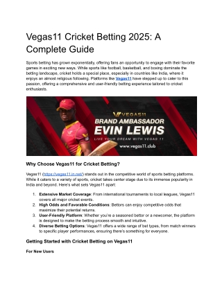 Vegas11 Cricket Betting 2025_ A Complete Guide