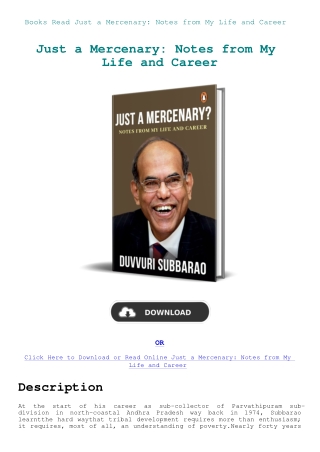 Books Read Just a Mercenary Notes from My Life and Career