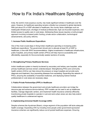 How to Fix India’s Healthcare Spending?