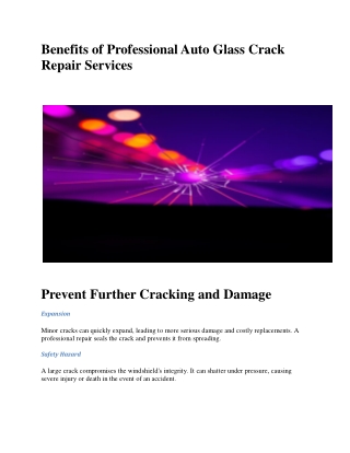 Benefits of Professional Auto Glass Crack Repair Services