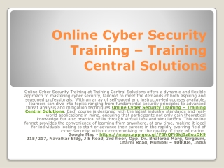 Online Cyber Security Training – Training Central Solutions