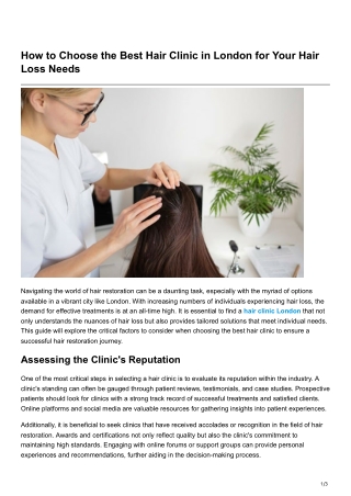 How to Choose the Best Hair Clinic in London for Your Hair Loss Needs