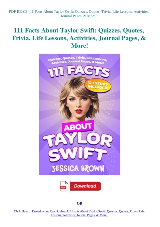 PDF READ 111 Facts About Taylor Swift Quizzes  Quotes  Trivia  Life Lessons  Activities  Journal Pag
