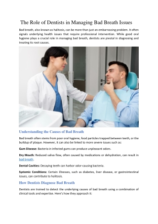 The Role of Dentists in Managing Bad Breath Issues