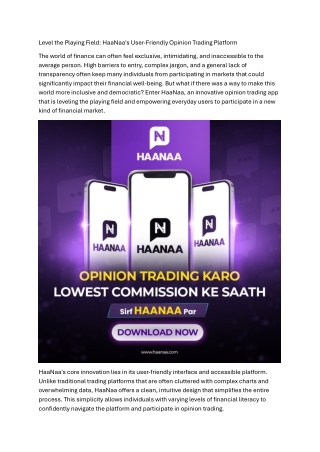 Level the Playing Field HaaNaa's User-Friendly Opinion Trading Platform