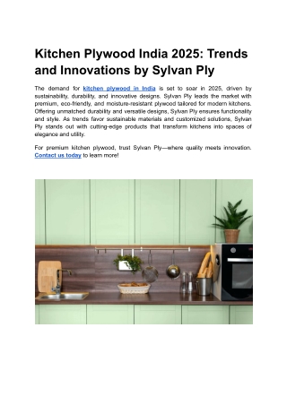 Kitchen Plywood India 2025_ Trends and Innovations by Sylvan Ply