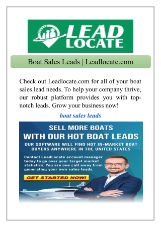 Boat Sales Leads | Leadlocate.com