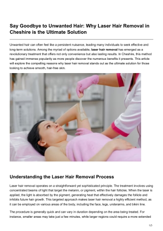 Say Goodbye to Unwanted Hair Why Laser Hair Removal in Cheshire is the Ultimate Solution