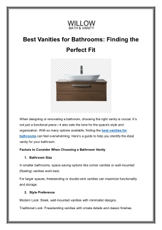 Best Vanities for Bathrooms: Finding the Perfect Fit