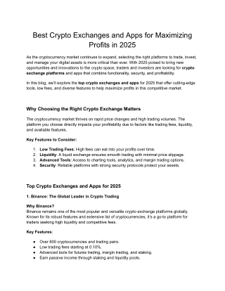 Best Crypto Exchanges and Apps for Maximizing Profits in 2025