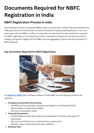 Step-by-Step Guide to NBFC Registration: Key Documents You Need