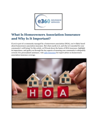 What Is Homeowners Association Insurance and Why Is It Important