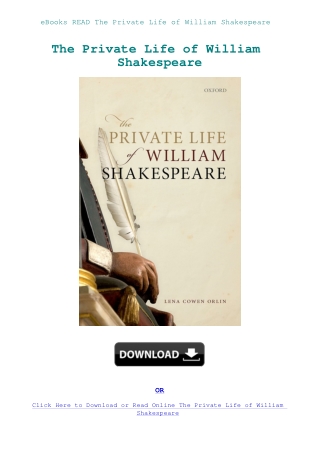 eBooks READ The Private Life of William Shakespeare