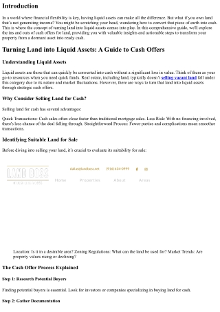 Turning Land into Liquid Assets: A Guide to Cash Offers