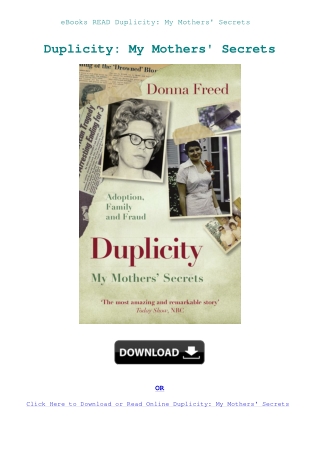 eBooks READ Duplicity My Mothers' Secrets
