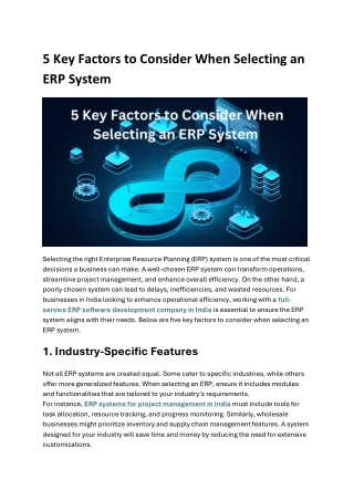 5 Key Factors to Consider When Selecting an ERP System