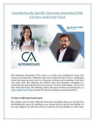 Considering the Specific Outcomes Associated With CA Inter Audit Fast Track