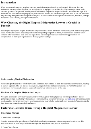 Why Choosing the Right Hospital Malpractice Lawyer is Crucial in Phoenix