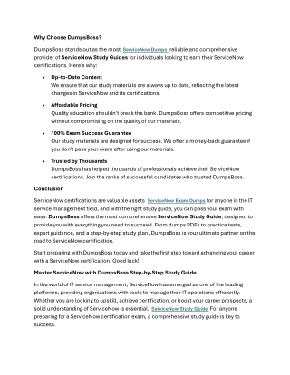 DumpsBoss ServiceNow Study Guide for Guaranteed Results