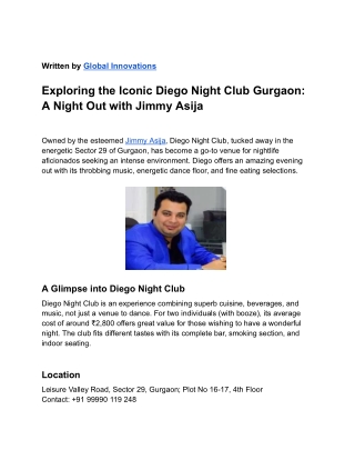Discover Diego Night Club Gurgaon's Vibrant Nightlife With Jimmy Asija