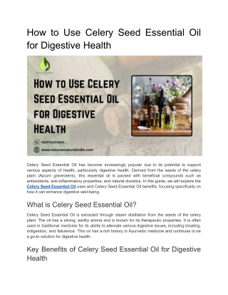 How to Use Celery Seed Essential Oil for Digestive Health