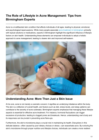 The Role of Lifestyle in Acne Management Tips from Birmingham Experts