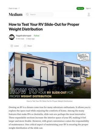 Test RV Slide-Out Weight by Mobile RV Repair Michigan Tips