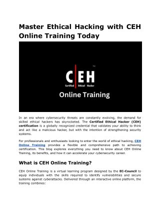 Master Ethical Hacking with CEH Online Training Today