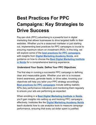 Best Practices For PPC Campaigns: Key Strategies to Drive Success