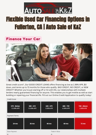 Flexible Used Car Financing Options in Fullerton, CA  Auto Sale of K&Z