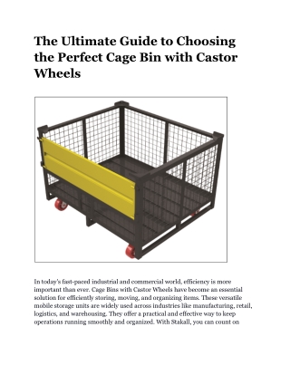 Durable & Efficient Cage Bin with Castor Wheels – Ideal for Easy Mobility!