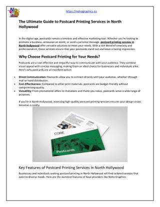 The Ultimate Guide to Postcard Printing Services in North Hollywood