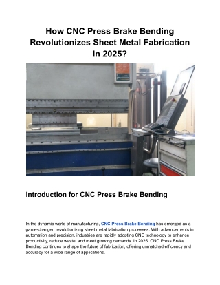 Precision CNC Press Brake Bending Services for Accurate Sheet Metal Fabrication