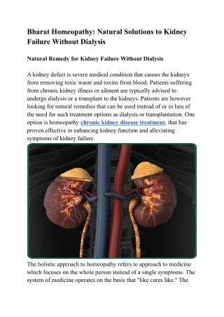 Bharat Homeopathy Natural Solutions to Kidney Failure Without Dialysis