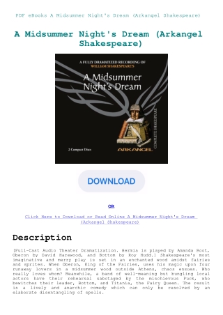 PDF eBooks A Midsummer Night's Dream (Arkangel Shakespeare)