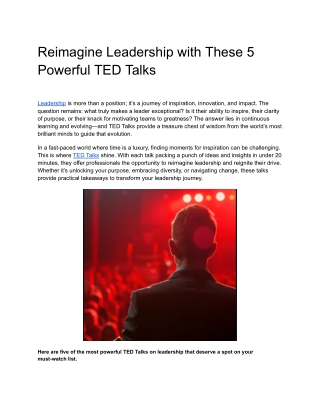 Reimagine Leadership with These 5 Powerful TED Talks