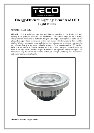 Energy-Efficient Lighting Benefits of LED Light Bulbs