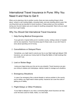Professional International Travel Insurance Company in Pune