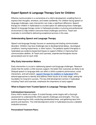 Expert Speech & Language Therapy Care for Children