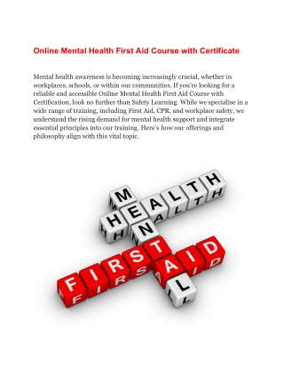 Online Mental Health First Aid Course with Certificate - Google Docs