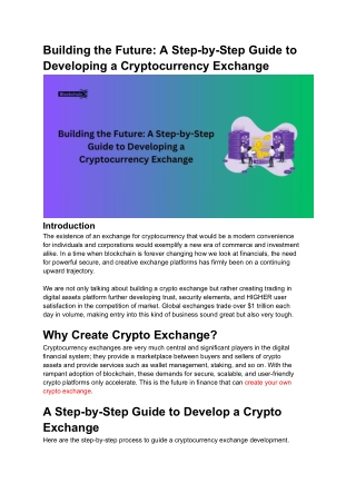 Building the Future a Step-by-Step Guide to Developing a Cryptocurrency Exchange