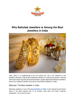 Why Battulaal Jewellers is Among the Best Jewellers in India