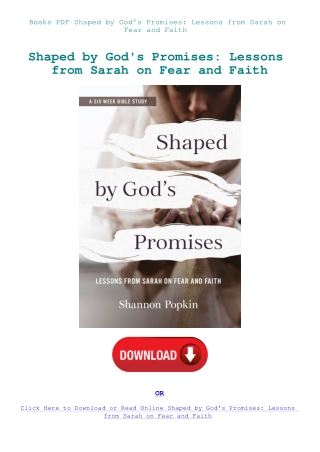 Books PDF Shaped by God's Promises Lessons from Sarah on Fear and Faith