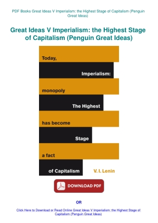 PDF Books Great Ideas V Imperialism the Highest Stage of Capitalism (Penguin Great Ideas)