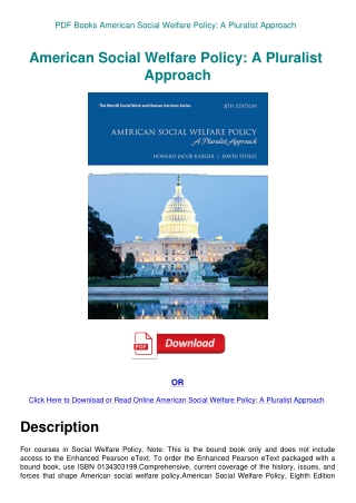 PDF Books American Social Welfare Policy A Pluralist Approach