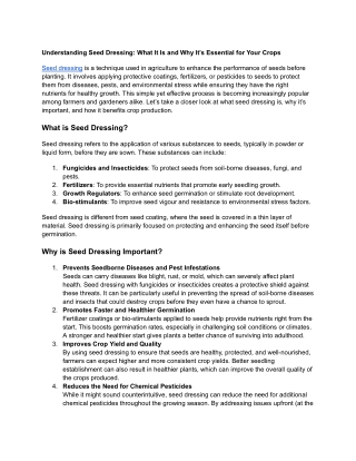 Understanding Seed Dressing_ What It Is and Why It’s Essential for Your Crops